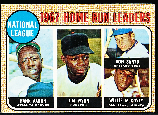 1968 Topps Baseball- #5 NL HR Leaders- Aaron/ Wynn/ Santo/ McCovey