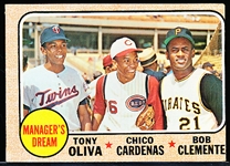 1968 Topps Baseball- #480 Managers Dream- Oliva/ Cardenas/ Clemente