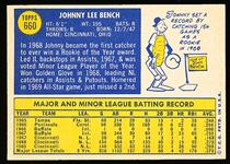 1970 Topps Baseball- #660 Johnny Bench, Reds- Hi#