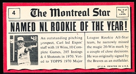 1971 Topps Bb Greatest Moments- #4 Carl Morton, Expos