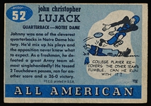1955 Topps All American Football- #52 Johnny Lujack, Notre Dame
