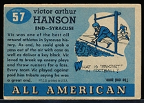 1955 Topps All American Football- #57 Vic Hanson, Syracuse