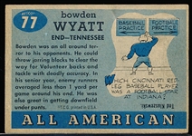 1955 Topps All American Football- #77 Bowden Wyatt, Tennessee