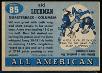 1955 Topps All American Football- #85 Sid Luckman, Columbia