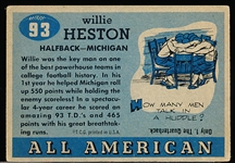 1955 Topps All American Football- #93 Willie Heston, Michigan