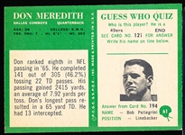 1966 Philly Fb- #61 Don Meredith, Cowboys