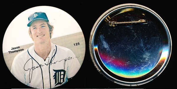 1978 Sports Photo Assoc. 3” Detroit Tigers MLB Pins- #125 Jason Thompson- 14 Pins