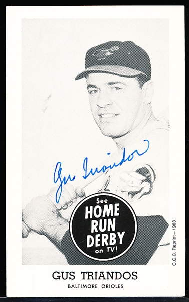 Autographed 1988 C.C.C. Home Run Derby MLB Reprint Card- Gus Triandos, Orioles
