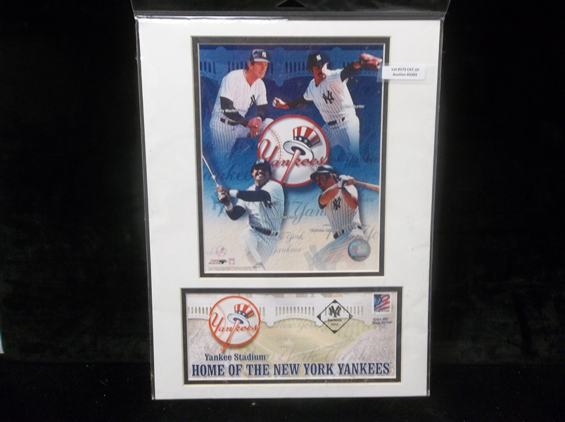 2002 USPS 12” x 16” New York Yankees MLB Matted 8” x 10” Photo with Matted and Cancelled Stadium Envelope