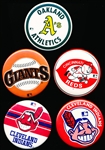 5 Diff. 3-¾” Diameter MLB Team Logo Pins