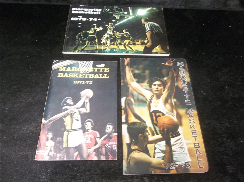 1971-72 to 1973-74 Marquette University NCAA Bskbl. Media Guides- 3 Diff.- 1 From Each Year!