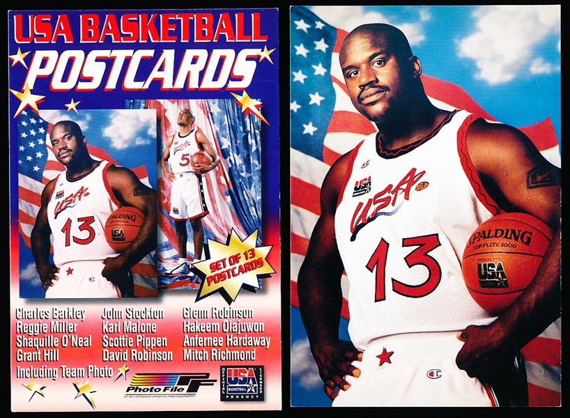 1996 Photo File Team USA Men’s Bskbl. Postcards- Near Set of 12/13 Cards with Header