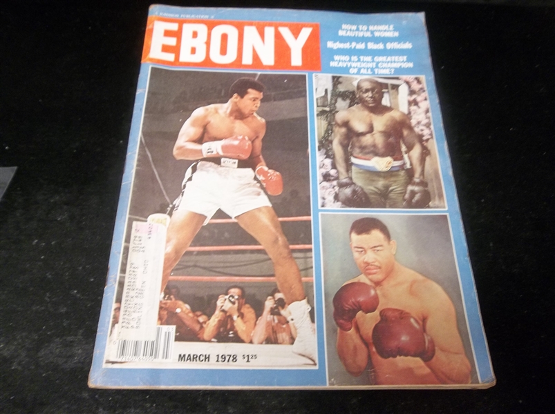 1978 Ebony Magazine- Boxing - M. Ali, J. Johnson, J. Louis Cover