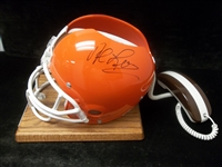 Autographed Riddell Cleveland Browns Helmet Phone Signed by Team Owners Al Lerner & Carmen Policy