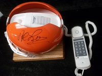 Autographed Riddell Cleveland Browns Helmet Phone Signed by Team Owners Al Lerner & Carmen Policy