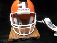 Autographed Riddell Cleveland Browns Helmet Phone Signed by Team Owners Al Lerner & Carmen Policy