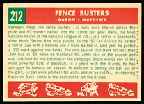1959 Topps Baseball- #212 Aaron/ Mathews