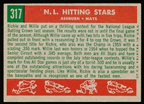 1959 Topps Baseball- #317 N.L. Hitting Foes- Ashburn/Mays