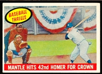 1959 Topps Baseball- #461 Mantle Hits 42nd Homer for Crown
