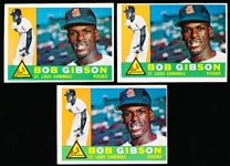 1960 Topps Baseball- #73 Bob Gibson, Cardinals- 3 Cards