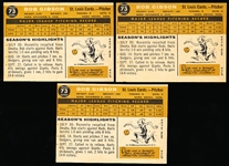 1960 Topps Baseball- #73 Bob Gibson, Cardinals- 3 Cards