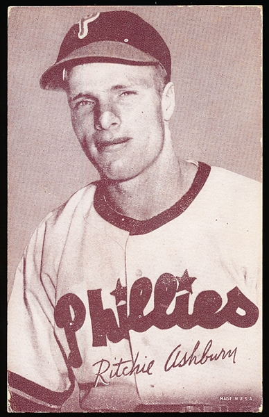 1947-66 Baseball Exhibit- Ritchie Ashburn, Phillies- Made in USA bott rt- no “An Exhibit Card”