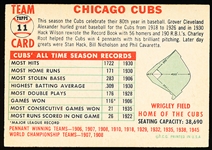 1956 Topps Baseball- #11 Chicago Cubs team- Name Centered- White Back