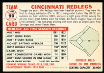 1956 Topps Baseball- #90 Cincinnati Reds- Name Centered- White Back