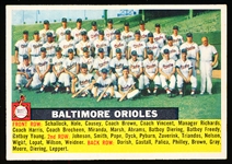 1956 Topps Baseball- #100 Baltimore Orioles Team- Name Centered- Gray Back