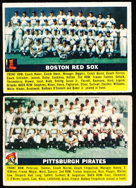1956 Topps Baseball- 2 Team Cards- Gray Backs