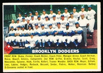 1956 Topps Baseball- #166 Brooklyn Dodgers Team- Gray Back