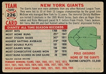1956 Topps Baseball- #226 NY Giants Team