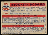 1957 Topps Baseball- #324 Brooklyn Dodgers- Semi Hi#