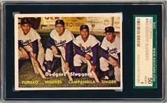 1957 Topps Baseball- #400 Dodgers Sluggers- Furillo/ Hodges/ Campanella/ Snider- SGC 50 (Vg-Ex 4)