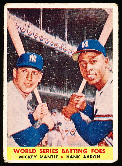 1958 Topps Baseball- #418 Mantle/ Aaron