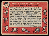 1958 Topps Baseball- #418 Mantle/ Aaron