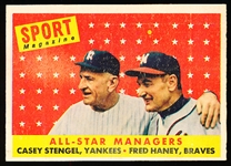 1958 Topps Baseball- #475 All Star Managers- Stengel/ Haney