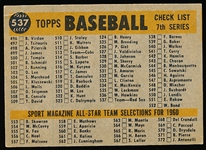 1960 Topps Baseball- #537 Boston Red Sox Team- Hi#