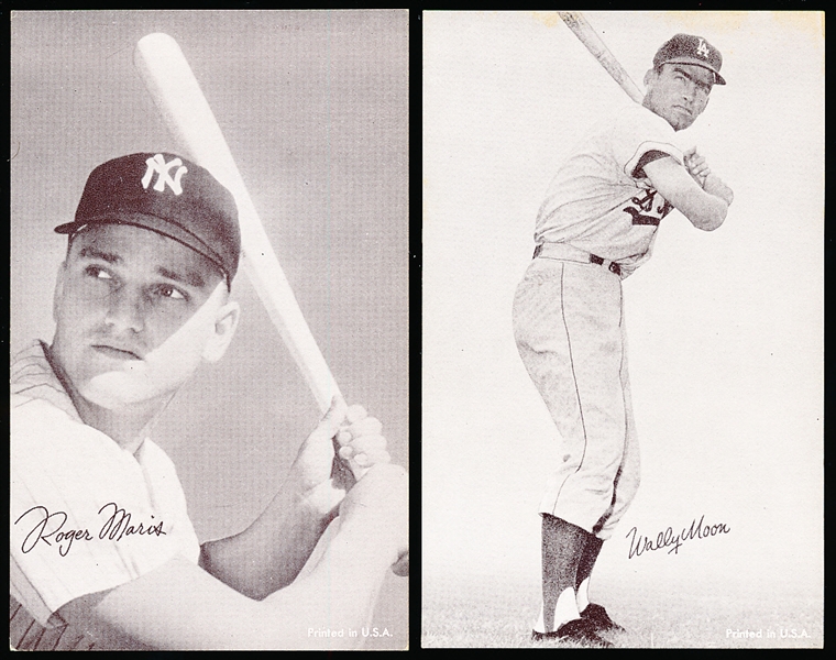 1962 Stat back Baseball Exhibits- 2 Diff- Black Print Backs