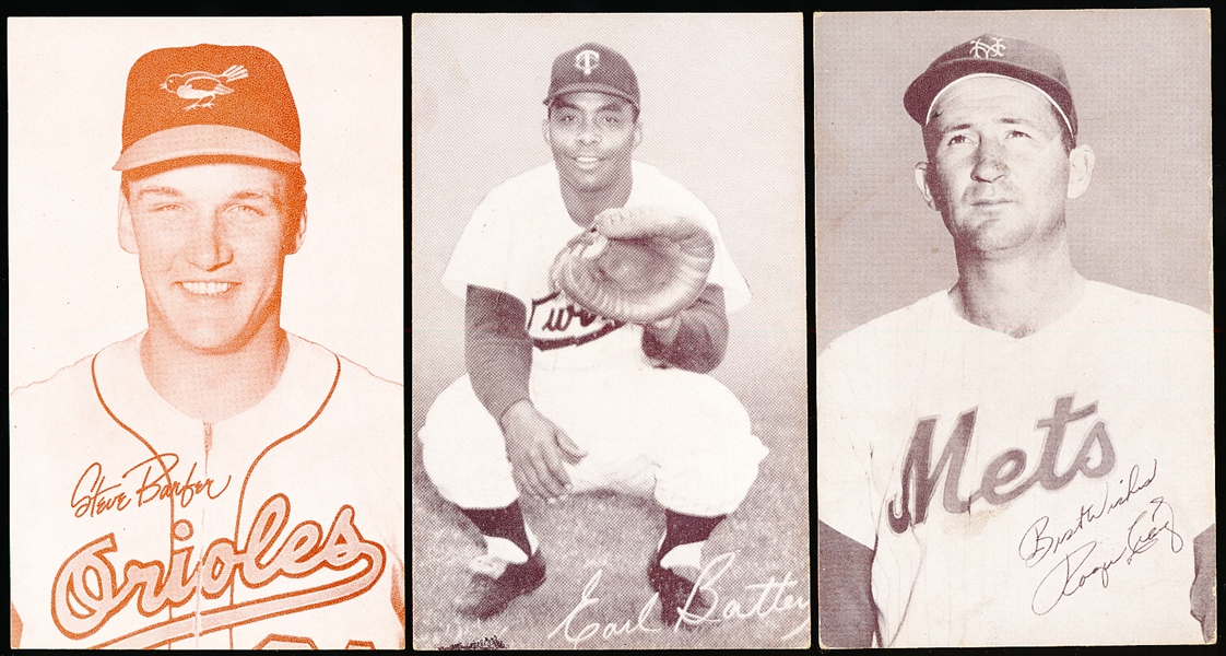 1963 Stat Back Baseball Exhibits- 3 Diff- Red Print Backs