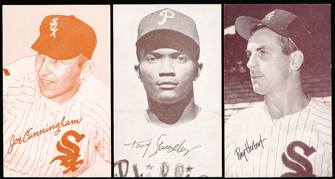 1963 Stat Back Baseball Exhibits- 3 Diff- Red Print Backs