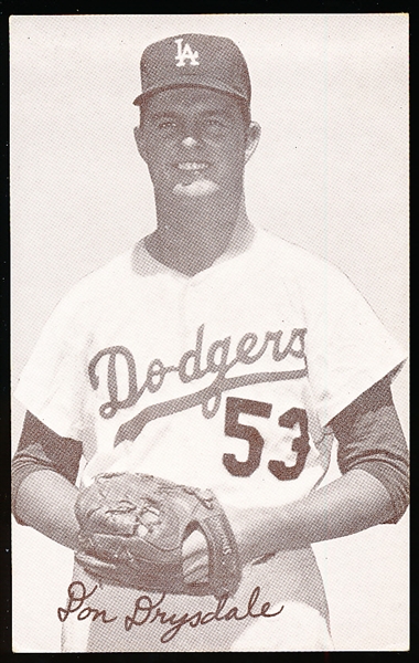 1963 Stat Back Baseball Exhibits- Don Drysdale- Red Print Back
