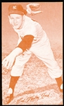 1963 Stat Back Baseball Exhibits- Whitey Ford, Yankees- Red Print Back