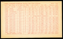 1963 Stat Back Baseball Exhibits- Whitey Ford, Yankees- Red Print Back