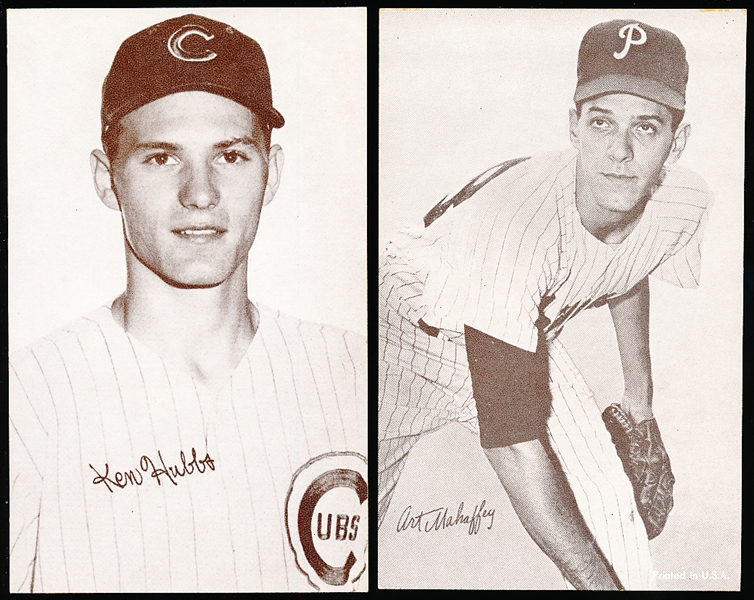 1963 Stat Back Baseball Exhibits- 2 Diff- Red Print Backs