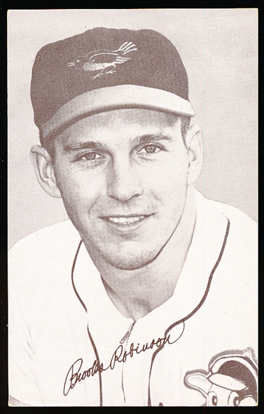 1963 Stat Back Baseball Exhibit- Brooks Robinson- Red Print Back