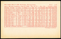 1963 Stat Back Baseball Exhibit- Billy Williams, Cubs- Red Print Back