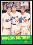 1963 Topps Bb- #412 Dodgers’ Big Three- Podres/ Drysdale/ Sandy Koufax