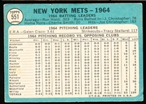 1965 Topps Bb- #551 NY Mets Team- Hi# 