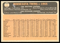 1966 Topps Bb- #526 Minn Twins Team- Hi#
